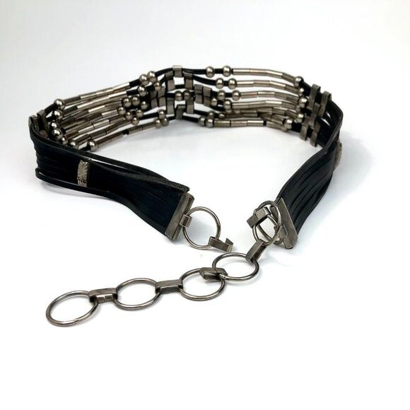 Vtg 80s Wide Concho Belt Silver Tone Strappy Adjustable Boho Wstrn Retro Glam - Picture 9 of 16